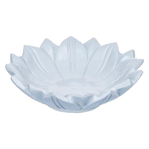 Image of eCraftIndia White Beautiful Decorative Lotus Urli Bowl for Home Decor | Urli Set for Decoration Floating Flowers Tea Light Candle Holder | Diwali Decoration Items Gifts for Family and Friends