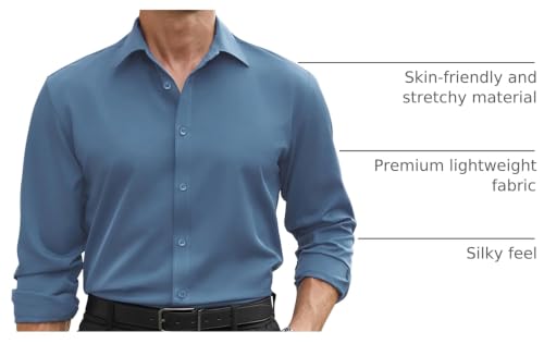 Image of COOFANDY Mens Stretch Dress Shirts Long Sleeve Button Down Shirt Regular Fit Formal Business Shirts