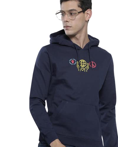 Image of The Indian Garage Co Men Regular Fit Typography Overhead Hooded Sweatshirt