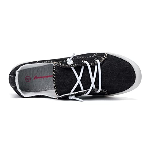 Image of FUNKYMONKEY Slip-On Canvas Sneakers for Women, Comfortable Lightweight Lace-Up Flat Casual Tennis Shoes Breathable Walking Shoes for Everyday Wear