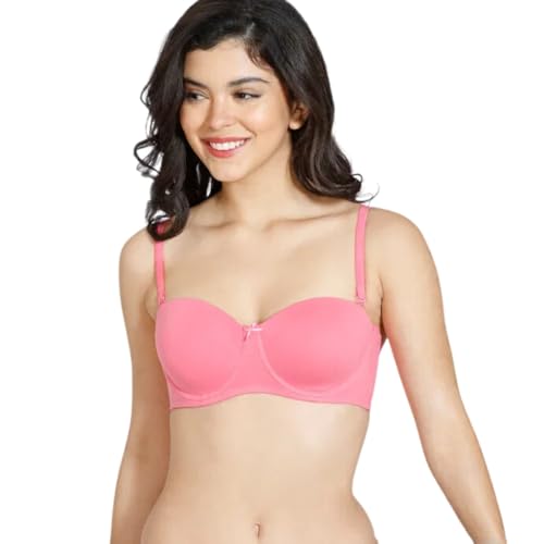 Image of BEWILD Women Balconette Bra | Lightly Padded Comfort | Soft Breathable Cotton Fabric | Seamless Design | Wirefree Comfort | Supportive Fit | Stylish Underwear