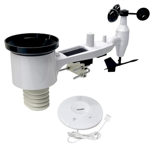 ECOWITT GW2002 Wifi estación meteorológica con sensor al aire libre, 7 en 1 inalámbrico jardín al aire libre Array WS69 con Salor Supply + 3-en-1 WiFi interior Gatewa GW2000, casa previsión del tiempo