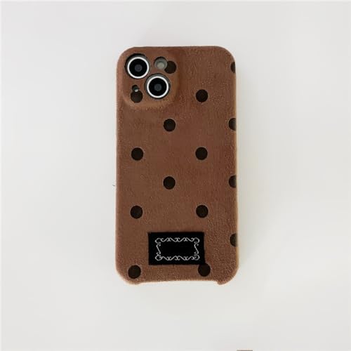 Étui de protection appareil photo pour iPhone 12 coque flanelle vintage au café