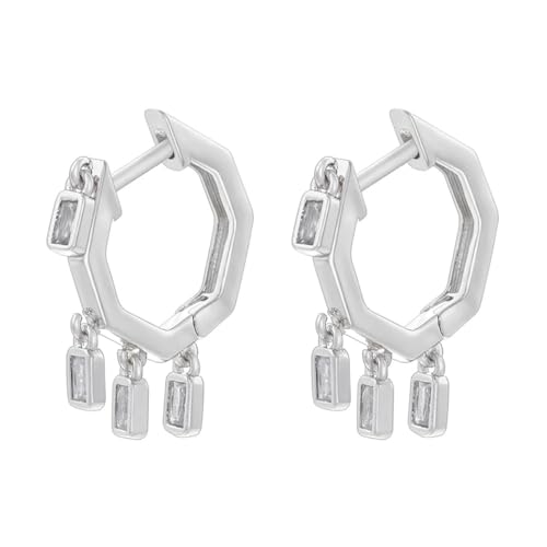 Petites boucles d'oreilles carrées au design raffiné et pompons délicats