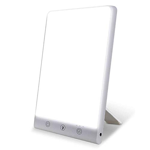 Tageslichtlampe 10.000 Lux, Lichttherapie Lampe mit 2 Lichtfarben und dimmbarer Helligkeit, Touch-Steuerung & 6 Timer mit Memoryfunktion, für