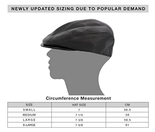 Leather-Ascot Blk L Gatsby Ivy Collection Classic Newsboy Cabbie Applejack Leather Hats Caps #TOP2