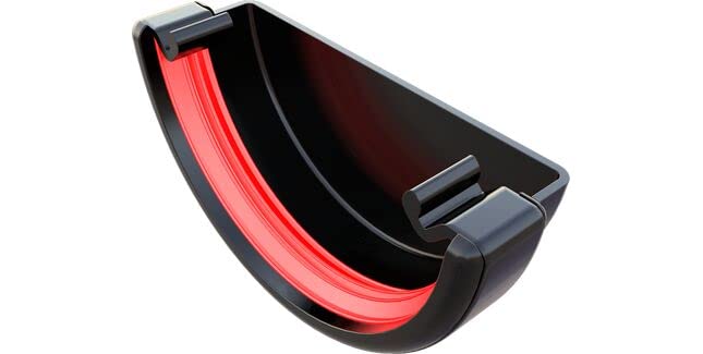 FreeFlow FRR607B 112mm Half Round Gutter External Stop End Black