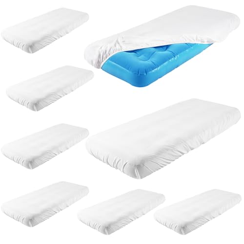 Breling Kids Air Mattress Fitted Sheets Compatible with Intex Cozy Kidz (Sheet Only) Toddler Inflatable Mattress Sheets for Kids Sleepover Party Travel Camping Airbed(White,8 Pcs)
