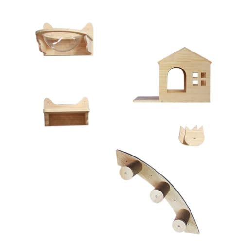 Capsule spatiale pour chat murale et arbre de repos en bois naturel
