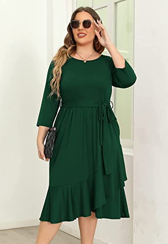 Image of TASHVIKA'S Women's Plus Size Flowy Wrap Ruffle Maxi Dress