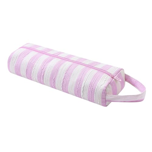 Image of RSRSLEII Striped Hair Tools Travel Bag,Hair Styling Accessories Storage Case for Shark FlexStyle,Dyson Airwrap Hair Dryer,Curling Iron,Straightener,Revlon Hair Tools,Portable&Foldable(16Pink&White)