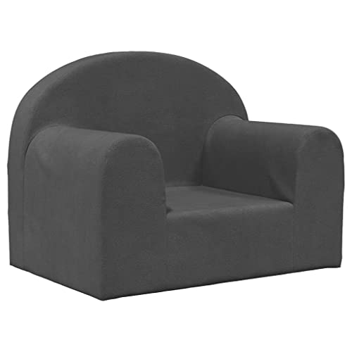 vidaXL Canapé pour Enfants, Siège avec Accoudoirs, Fauteuil avec Dossier pour Tout-Petits, Meuble de Chambre, Anthracite Peluche Douce