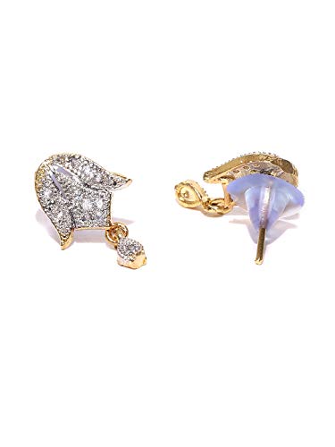 YouBella American Diamond Gold Plated Mangalsutra Pendant with Chain and Earrings for Women