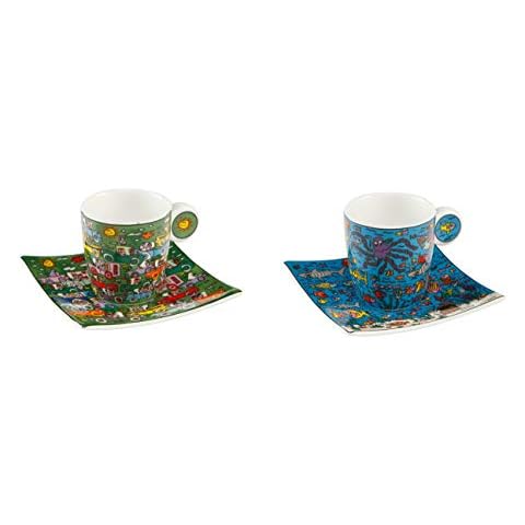 2er Set James Rizzi Pop Art Espressotassen Crosstown Traffic + Deep Sea Goebel Cover