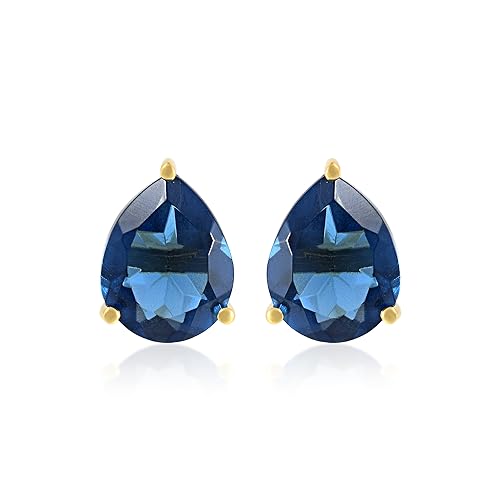 Boucles d'oreilles saphir bleu poire : cadeau femme avec écrin