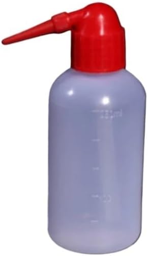 10pcs/lot 250ml Clear Plastic Blow Wash Bottle with Red Cap Tattoo Wash Squeegee Lab Measuring Bottle