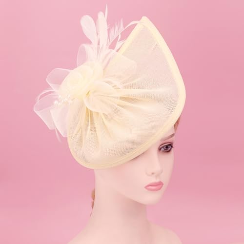 Image of DRESHOW Women Fascinator Hats Tea Party Hat Vintage Pillbox Hat Headband for Cocktail