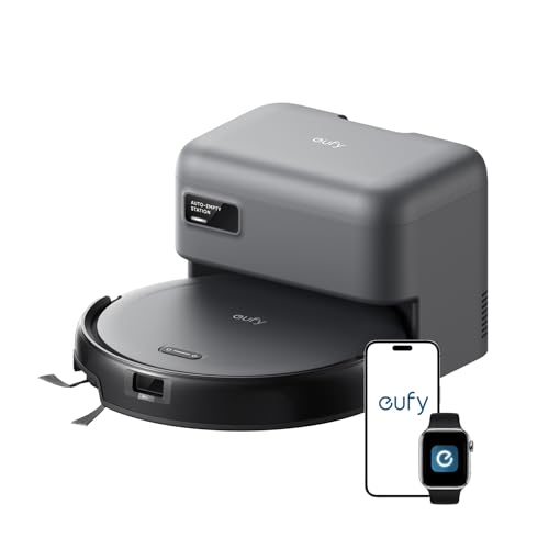 eufy C10 Robot Vacuum Self Emptying, 8 Weeks Hands Free, Advanced Smart Mapping with LiDAR Navigation, 2.85-Inch Slim Design, Powerful Suction, Edge Expansion Brush for Pet Hair, Carpet Detection