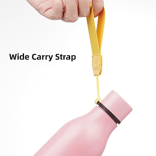 Image of Konokyo Insulated Water Bottle with Strap,18 oz Double Wall Stainless Steel Vacuum Bottles Metal Water Flask,Light Pink