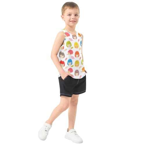 J JOYSAY Cartoon Hedgehog Leaves White Boys Tank Top Sleeveless Muscle Shirts Quick Dry Kids T-Shirts 3-15T4