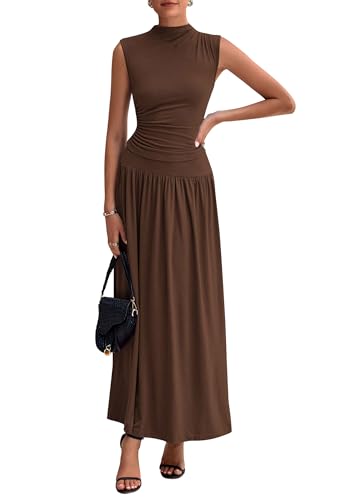 PRETTYGARDEN Womens Skirt Sets 2025 Summer Ruched Tank Tops Ruffle Maxi Skirts Wedding Guest Matching 2 Piece Outfits