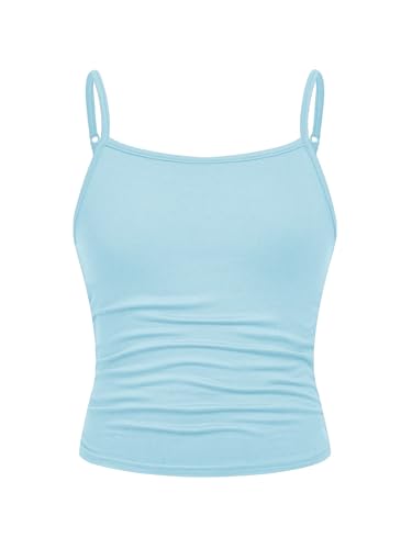Image of SOLY HUX Girl's Tank Tops 3 Packs Cute Ruched Spaghetti Strap Camisole Slim Fit Undershirts