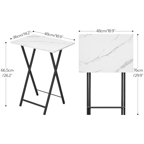 HOOBRO Folding TV Tray, Stable Snack Table for Small Space, Portable Sofa Side Table, Easy Assembly and Storage, Ideal for Snacks and Meals in Living Room, Marble and Black BW15BZ01 by HOOBRO - Image 6