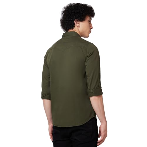 Image of Spykar Men's Regular Fit N /A Full Sleeve Solid Casual Shirts