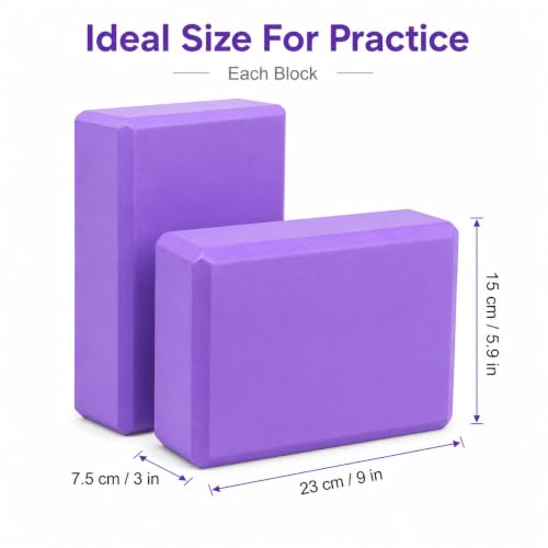 Image of Exerz EXYB-002 Yoga Blocks 2PK High Density - Comfortable Fitness Foam Bricks, Anti-Slip, Lightweight and Travel Friendly