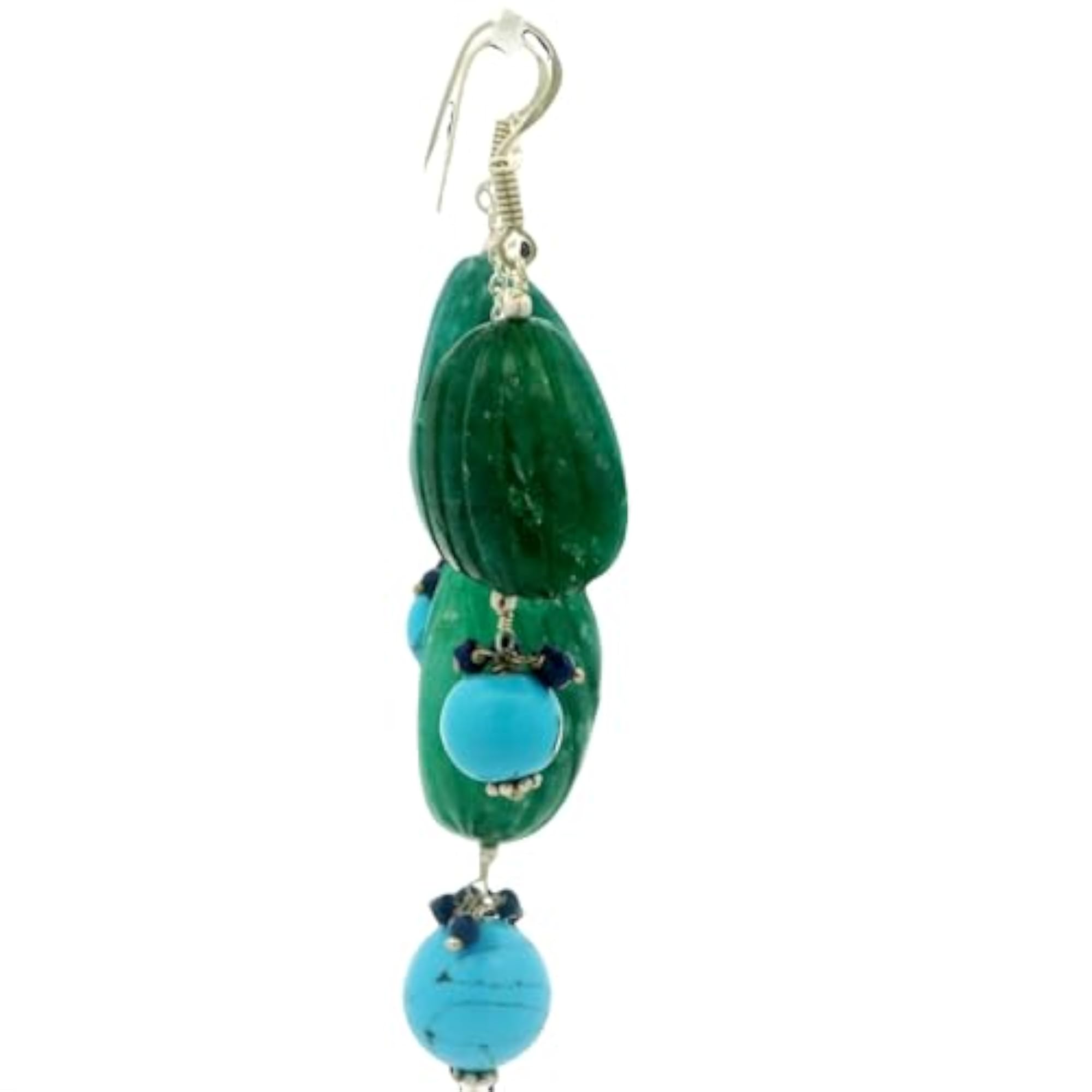 Women's Jaipur Turquoise & Emerald Gemstone Pendant & Earring Set