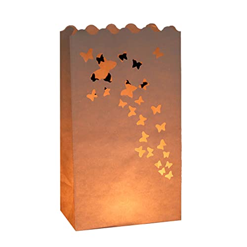 ikasus Photophore Bougie en Papier,Sachet Papier à Bougies Ignifugé,Sac Lumière Thé Ignifuge Lanterne Lampe Luminaire,pour Lanterne...