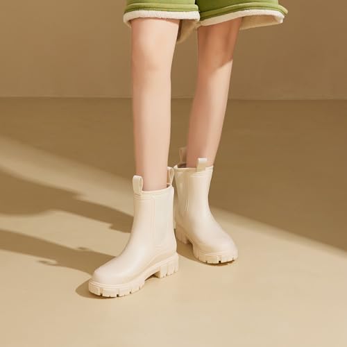 WOWSTICK Women’s Ankle Rain Boots Waterproof Lightweight Slip Resistant Fashion Garden Booties4