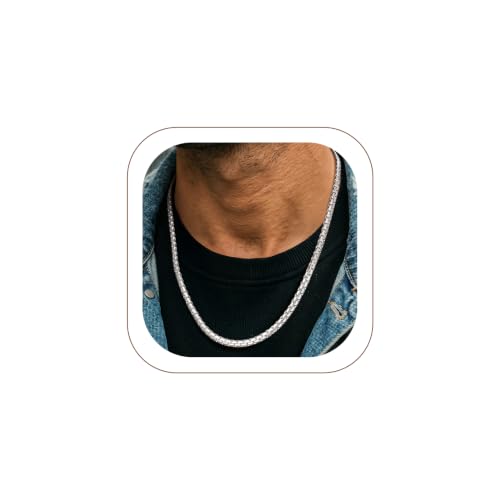Image of PROSTEEL Stainless Steel Flat Box Link Chain Necklace for Men