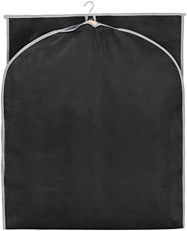 Syeeiex Clothes Cover [4 pcs] Garment Bags Protector Bags with Transparent Window Non-Woven Coat Bags for Wardrobe and Travel, 60 x 152cm (24" x 60") Grey & Black