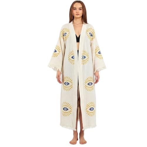 Image of Evil Eye Kimono Robe - Beach Kimono Coverups for Woman