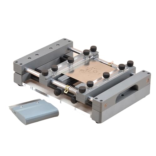 DOJOEUU Máquina de serigrafía manual, estación de serigrafía pequeña con malla de acero y raspador de 80 mm, sin malla de acero, mini impresora de plantillas para pasta de soldadura SMT(150x150mm) DOJOEUU Máquina de serigrafía manual, estación de serigrafía pequeña con malla de acero y raspador de 80 mm, sin malla de acero, mini impresora de plantillas para pasta de soldadura SMT(150x150mm)