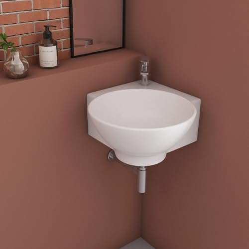 Image of Corner Sink Wall Hung Mounted Wash Basin for Bathroom Corner Basin - White