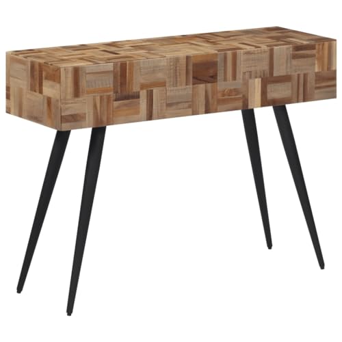 vidaXL Table Console, Bout de Canapé avec Rangement, Table d'Appoint, Meuble de Salle de Séjour, Moderne, Teck de Récupération Massif