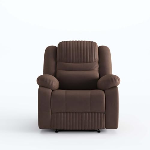 Image of Amazon Brand - Solimo Restora | Single Seater Sofa Recliner | Manual Recliner (Velvet Brown)