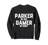 Equipo de jugador inglés americano para adultos y niños llamados Parker que juegan videojuegos modernos o retro para un solo jugador o divertidos videojuegos multijugador en consolas de juegos, dispositivos móviles o PC de juegos. Parker debate el disfraz de video para jugadores, streamers y equipos de deportes electrónicos.
