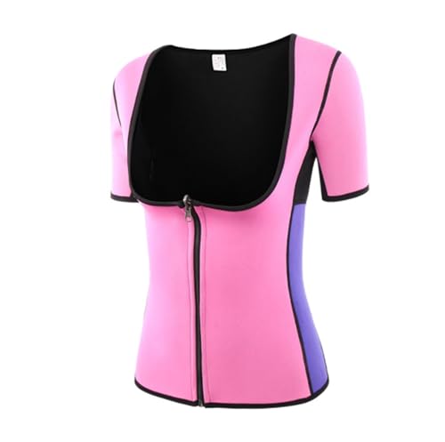 Entrenador de Cintura Corsé Moldeador de Cintura Mujer Sauna Body Shaper Sudadera Manga Neopreno Body Shaper Fitness Chaleco Cintura Top Faja Reductora Faja Moldeadora(Pink,S)