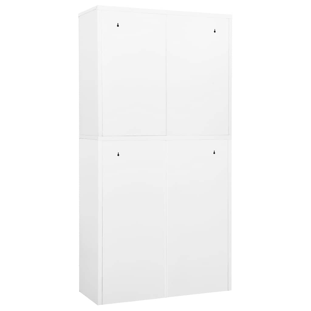 Armoire de bureau blanche en acier 90 x 40 x 180 cm avec 3 étagères réglables, 2 tiroirs avec roulement à billes, verrouillable pour bureau, archives, couloir et atelier