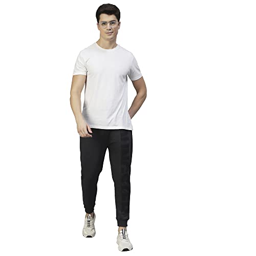 Image of RIGO Relaxed and Regular Fit Printed Cotton Jogger Pants for Men | Track Pant for Men | Lower for Men Charcoal