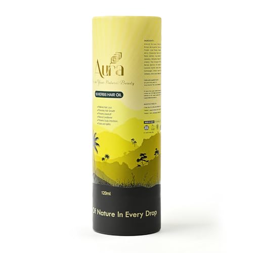 Image of Aura 18 Herbs Hair Oil for Hair Growth & Hair Fall Control Enriched with Amla, Bhringraj & Neem Lightweight, Non-Sticky & Natural Herbal Oil for Men & Women,120 ml