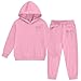 2 Piece Lounge Set For Girls Casual Y2K Bow Printed Lightweight Sweatsuit Fashion Comfort Drop Shoulder Tracksuit Pink,4-5 Years
