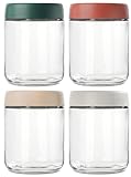 4er Set Overnight Oats Gläser mit Löffel & Deckel - 500ml Meal Prep Boxen Glas - Müslibecher To Go & Einmachgläser mit Schraubdeckel für Marmelade - Mason Jars Glasbehälter zum Einmachen & Einlegen