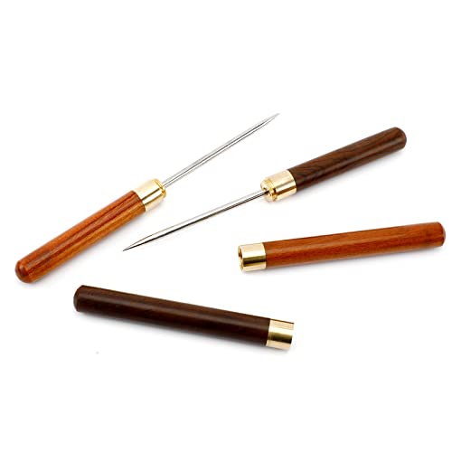 2 Pack Stainless Steel Ice Pick, 8-inch Pick Tool for Breaking Ice with Safety Cover, Non-slip Wooden Handle Trident Ice Dispenser for Bartending, Ice Hockey Shaving, Bar, Banquet