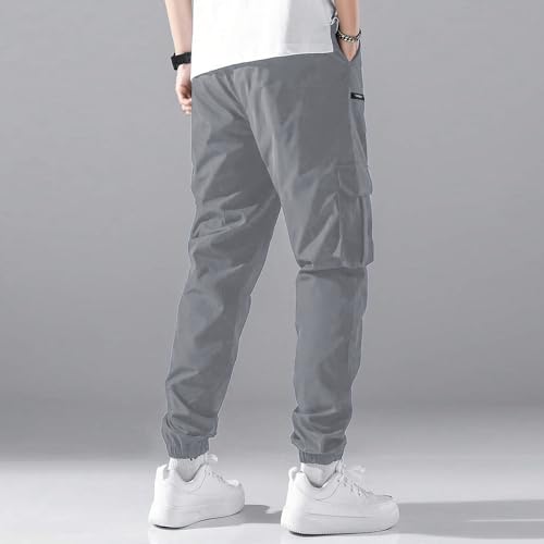 Men's Baggy Cargo Pants Casual Elastic Waist Drawstring Joggers Pants Tapered Sweatpants for Men Multi Pockets3