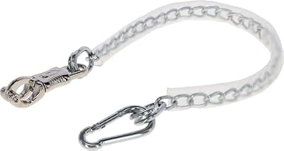 Kerbl cadena de amarre , sujeción para caballos, cadena para caballos, con gancho de antipánico y mosquetón, metal, 70 cm, torneos, remolques, con revestimiento de plástico