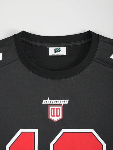Image of SXV STYLE Chicago Sports Jersey, Number 18, Black with Red Graphics, Short Sleeve T-Shirt